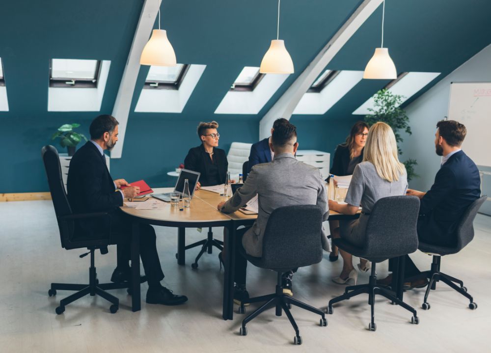 Business meeting between coworkers in the office